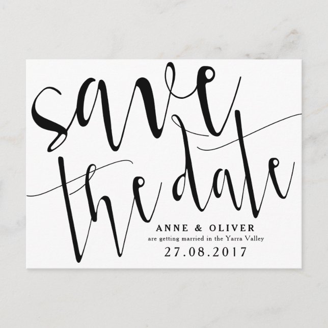 Rustikales Save the Date Postkartenschwarz Ankündigungspostkarte (Vorderseite)