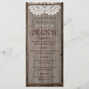 Rustikales Scheunen-Hochzeits-Menü Menükarte