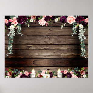 Rustikales Scheunenbrett-Blumenmotiv leeres XL-DIY Poster