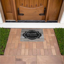 Rustikales Scheunenholz schwarzer Empfang Familien Fußmatte
