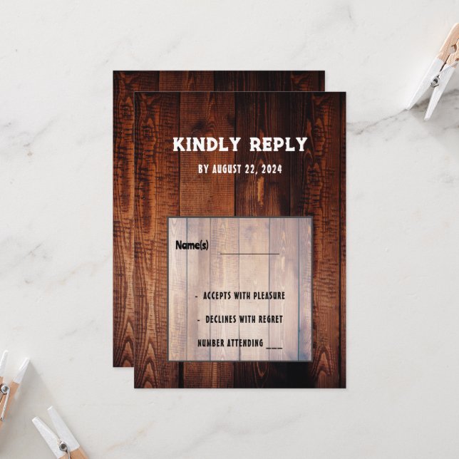 Rustikales Scheunenholz UAWG Einladung (Vorderseite/Rückseite Beispiel)