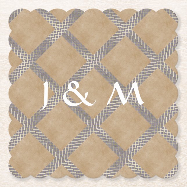 Rustikales Schiefergrauwegwerfhochzeits-Geschirr Untersetzer (Vorderseite)