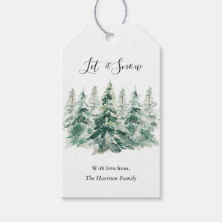 Rustikales Schneewald-Pinienbäume - Geschenk-Tag Geschenkanhänger