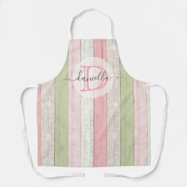 Rustikales Schnittholz Grün & Rosa Blumenholz Pers Schürze