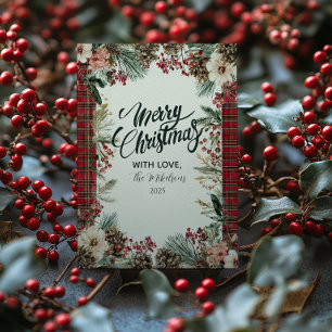 Rustikales Schotten-Weihnachten Feiertagskarte