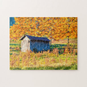 Rustikales Schuppenpuzzle - Fall-Foliage Puzzle