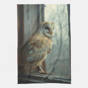 Rustikales Schüssel in der Fensterkunst Geschirrtuch