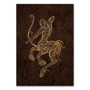 Rustikales Schütze-Tierkreis-Zeichen auf Tischnummer