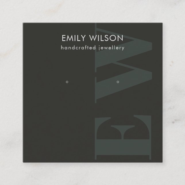 Rustikales, schwarz gefaltes Monogramm-Stuhlvorlag Quadratische Visitenkarte (Vorderseite)