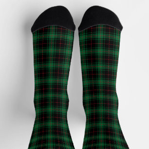 Rustikales, schwarz-grünes kariertes Tartan-Muster Socken