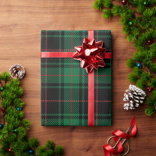 Rustikales schwarz-rotes Tartan-Karo-Muster im Lan Geschenkpapier