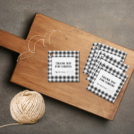 Rustikales Schwarz-Weiß-Buffalo Kariert Geschenkanhänger