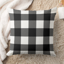 Rustikales Schwarz-Weiß Buffalo Kariertes Bauernha Kissen