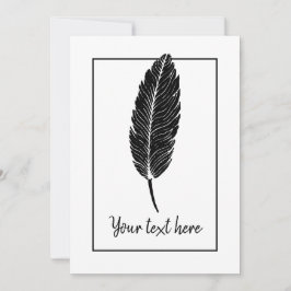 Rustikales Schwarz-Weiß Feather Linocut Einladung