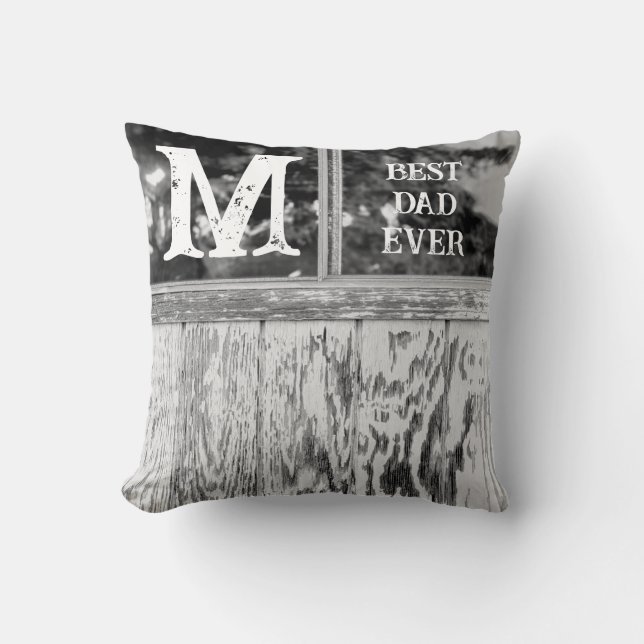 Rustikales Schwarz-Weiß-Foto Bester Vater je Kissen (Vorderseite)