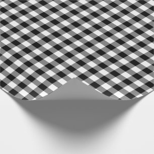 Rustikales Schwarz-Weiß-Gingham-Muster Geschenkpapier