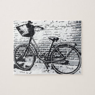 Rustikales Schwarz-Weiß-Vintage-Fahrrad Puzzle