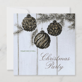 Rustikales Schwarz-Weiß-Weihnachts-Party Einladung
