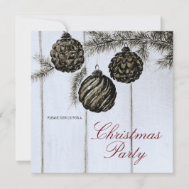 Rustikales Schwarz-Weiß-Weihnachts-Party Einladung