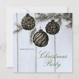 Rustikales Schwarz-Weiß-Weihnachts-Party Einladung