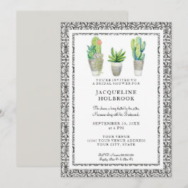 Rustikales Schwarz-Weiß-Wüste-Kaktus-Thema Einladung