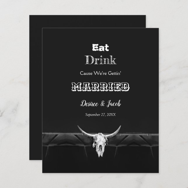 Rustikales Schwarzes Essen Drink Verheirateter Bul (Vorne/Hinten)