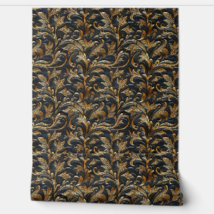 Rustikales schwarzes goldenes Glattleder Tapete