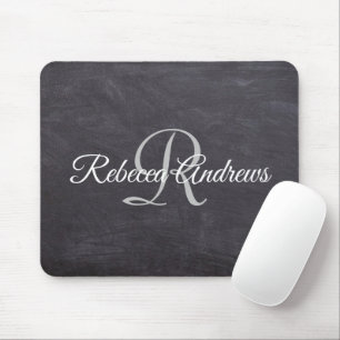 Rustikales Schwarzes Halbbrett Monogramm Mousepad