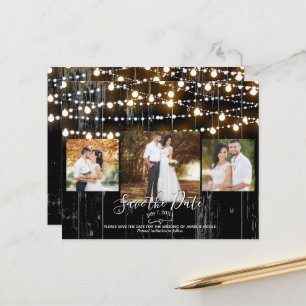 Rustikales schwarzes Holz & Lichter Foto Save-the-
