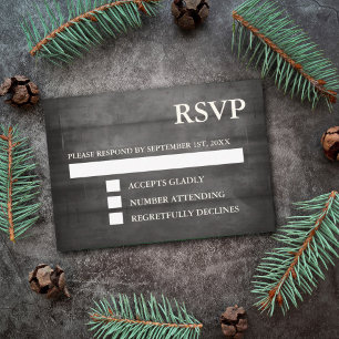 Rustikales Schwarzes Holz RSVP Karte