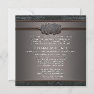Rustikales schwarzes Leder Bar Mitzvah Einladung