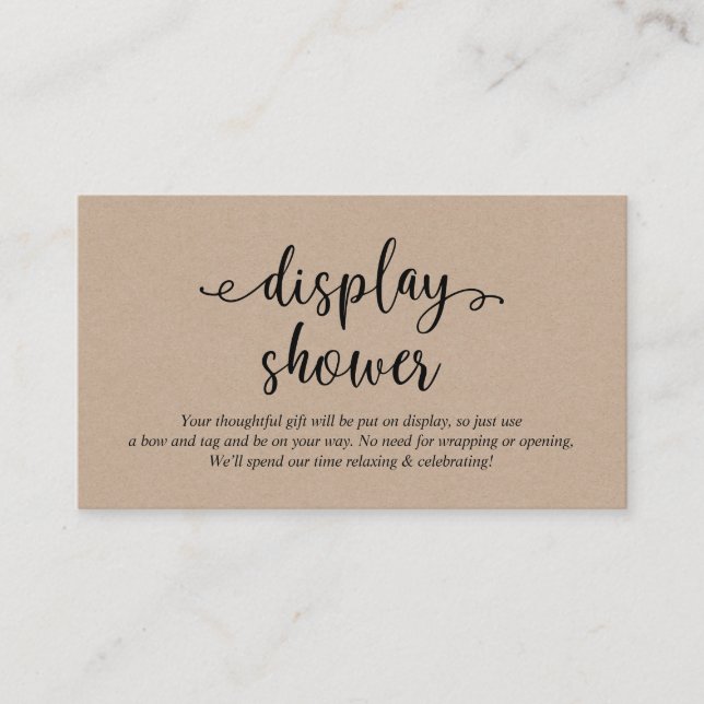 Rustikales schwarzes Skript, Display-Shooter Begleitkarte (Vorderseite)