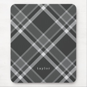 Rustikales Schwarzes und Graues Tartan Kariert mit Mousepad