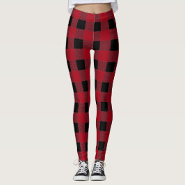 Rustikales Schwarzes und Rotes Buffalo Kariert Mod Leggings