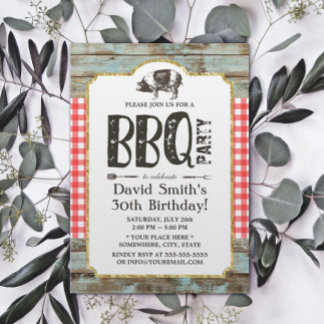 Rustikales Schweinebraten GRILLEN 30. Geburtstag P Einladung