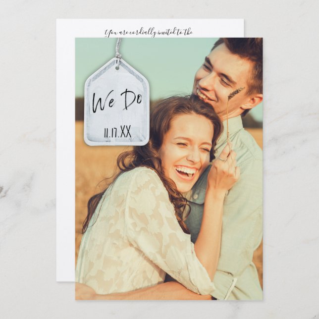 Rustikales Scrapbook Foto auf Trend Hochzeit Einla Einladung (Vorne/Hinten)