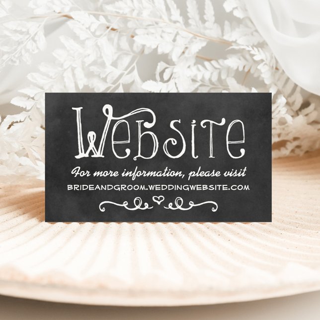 Rustikales Script Chalkboard Wedding Website Black Begleitkarte (Von Creator hochgeladen)