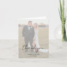Rustikales Script-Foto Moderne Hochzeit Dankeskarte