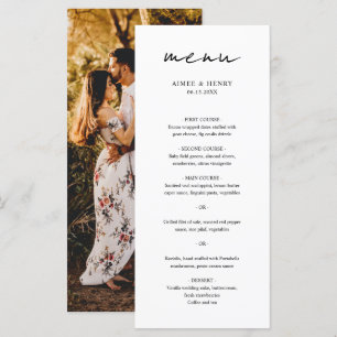 Rustikales Script-Foto Moderne Hochzeit Menükarte