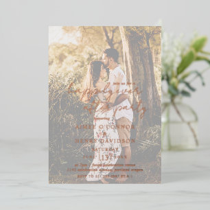 Rustikales Script-Foto Moderne Hochzeitsempfehlung Folieneinladung