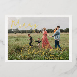 Rustikales Script-Foto Modernes Weihnachten Folien Feiertagskarte