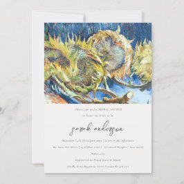 Rustikales Script-Gelb-Sonnenblumen-Brautparty Einladung