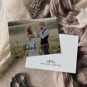 Rustikales Script Light Foto Hochzeit Danke Karte