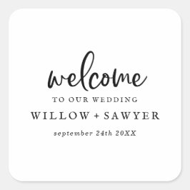 Rustikales Script-Wedding Welcome Square Sticker