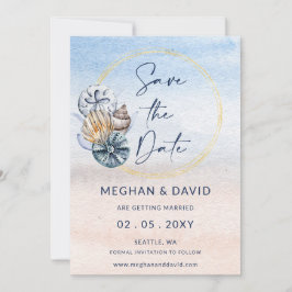 Rustikales Seashells Ocean Summer Beach Foto Save The Date