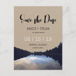 Rustikales Seeblick Save the Date Ankündigungspostkarte