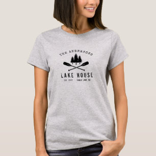 Rustikales Seehaus Oars Trees Familienname T-Shirt