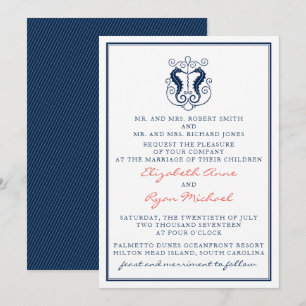Rustikales Seepferd Hochzeit Einladung - Marine un