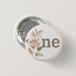 Rustikales Shabby Chic Rose 1. Geburtstag Party Button