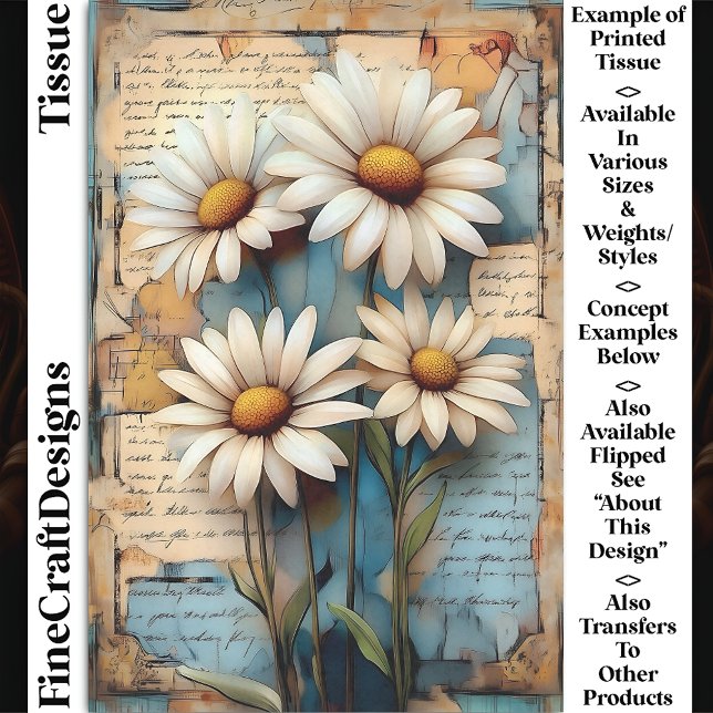 Rustikales Shabby Chic White Daisies DB5R Decoupag Seidenpapier (Von Creator hochgeladen)